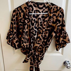 Shein leopard print wrap top